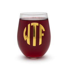 BigMouth Inc Beach | "What the....." Monogrammed Wine Glasses