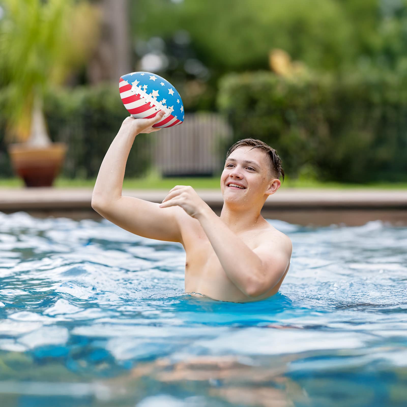 BigMouth Inc Pool | Patriotic Water Football – Stars, Stripes & Spirals