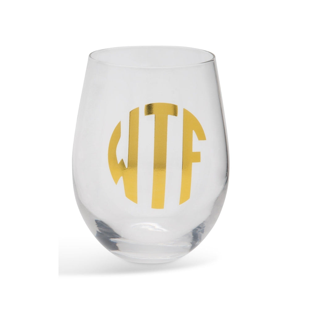 BigMouth Inc Beach | "What the....." Monogrammed Wine Glasses