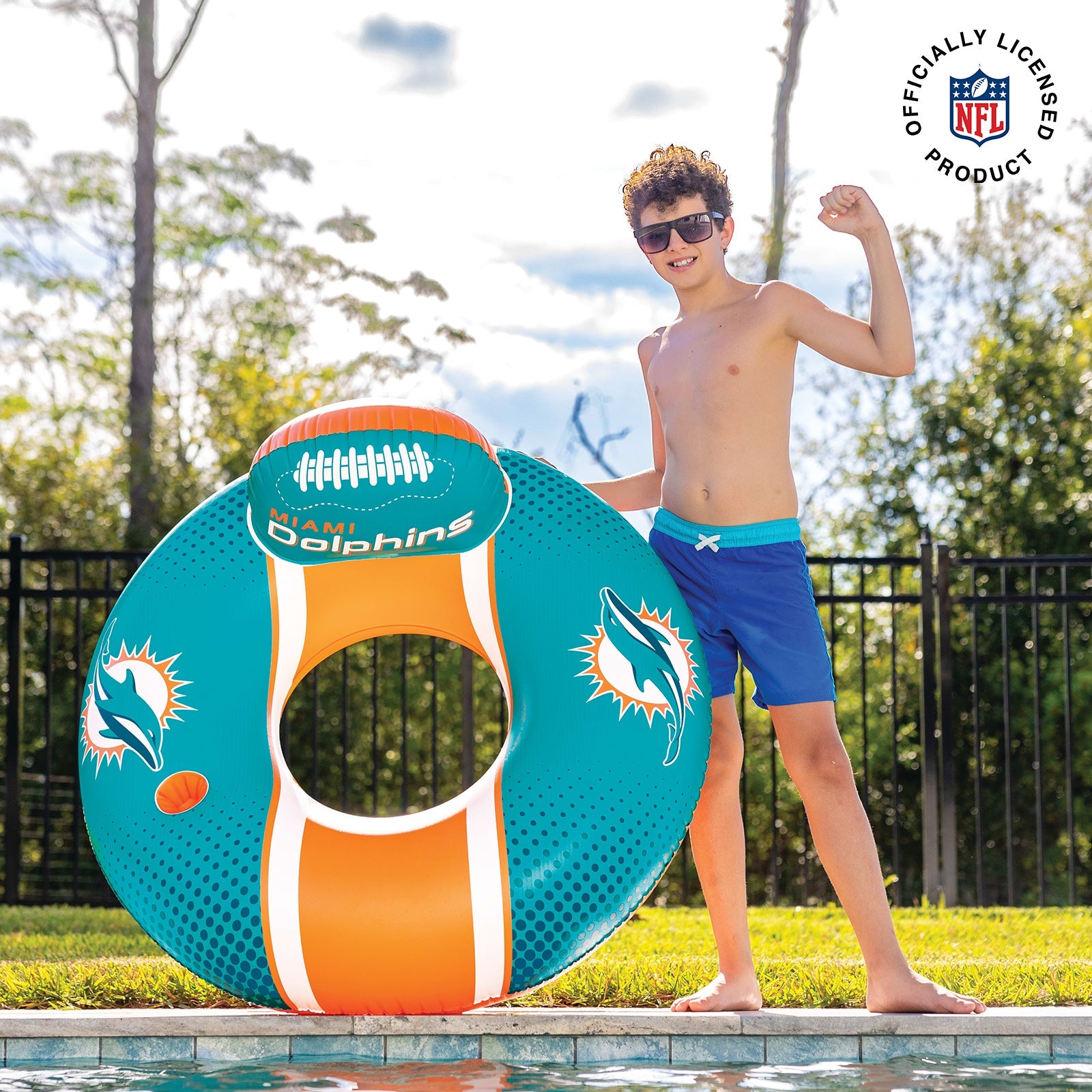 BigMouth Inc Collabs|Pool | Miami Dolphins 42 in Pool Float with cupholer and backrest