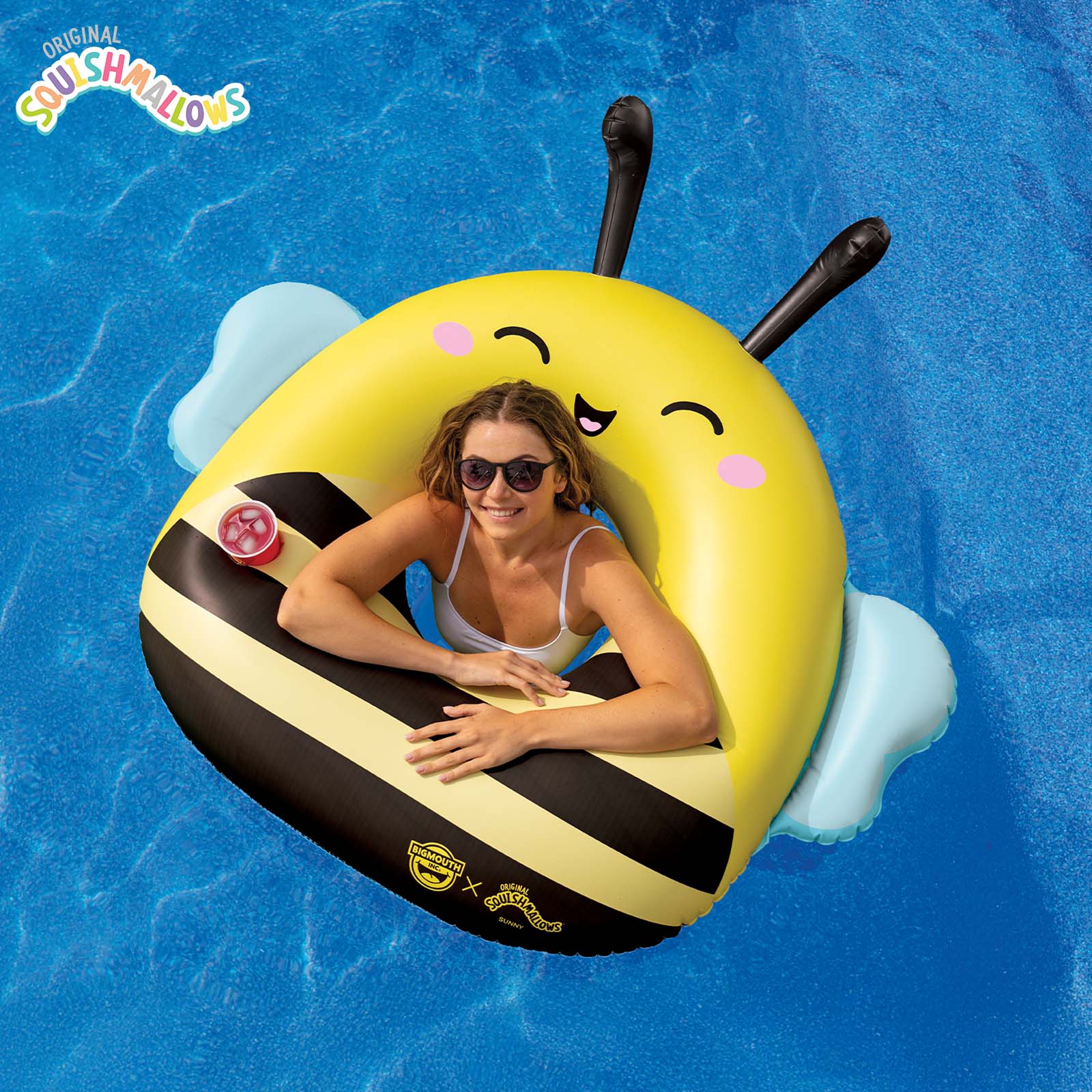 BigMouth Inc Pool|Collabs | Squishmallows Sunny the Bee 42 inch pool float with cupholder